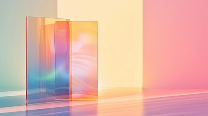 Fototapeta premium Transparent glass with gradient colors 3d background template