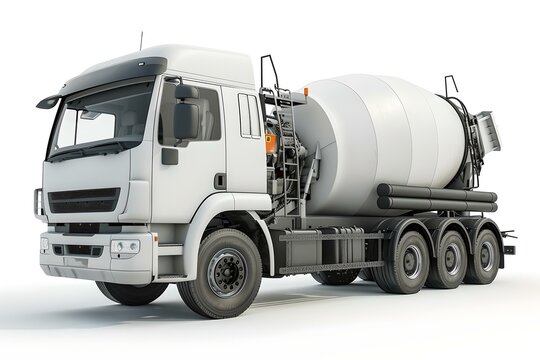 Modern cement mixer truck isolated on white background. construction and transportation theme. industrial equipment image. AI