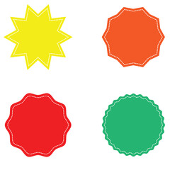 Starburst badge shape, burst wave star, price label sticker 7 0 6