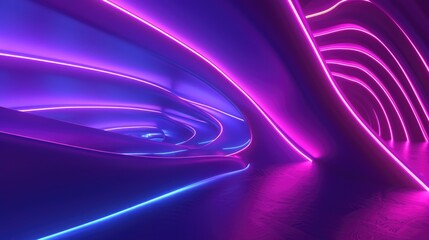 neon colorful curvy shape glowing in ultraviolet spectrum asbtract background
