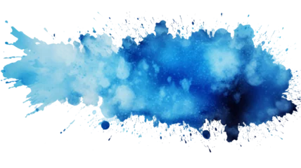 Foto op Plexiglas watercolor stain blue paint splatter © Rana