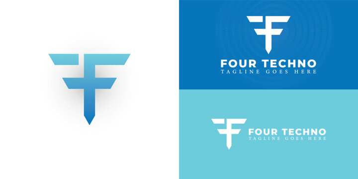 Abstract initial letter FT or TF logo in blue color isolated in white background applied for real estate technology logo also suitable for the brands or companies have initial name TF or FT.