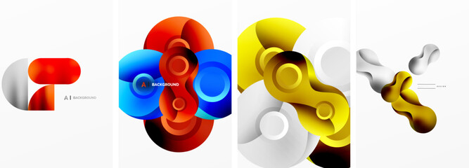 Circles and bubbles abstract geometric posters. Vector illustration For Wallpaper, Banner, Background, Card, Book Illustration, landing page