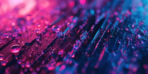 Close-up abstract digital neon wave banner captures the essence of futuristic aesthetics.