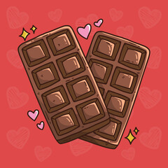 Cartoon vector illustration of double chocolate bar