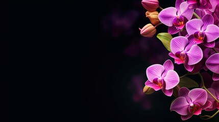 Fototapeta na wymiar Orchid flower on a dark background with a place for text