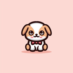 Cute Puppy Dog Cartoon Mascot Animal Vector Logo Design illustration