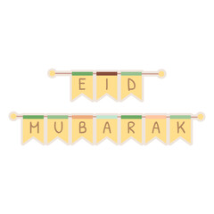 Happy Eid Mubarak Moslem Celebration Raya Fitr Lebaran flag