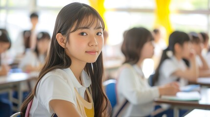教室で授業を受ける女子生徒02