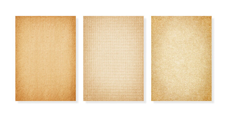 Vintage brown paper Three styles or three type texture background isolated