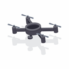 Drone with camera vector cartoon illustration isolated on background.