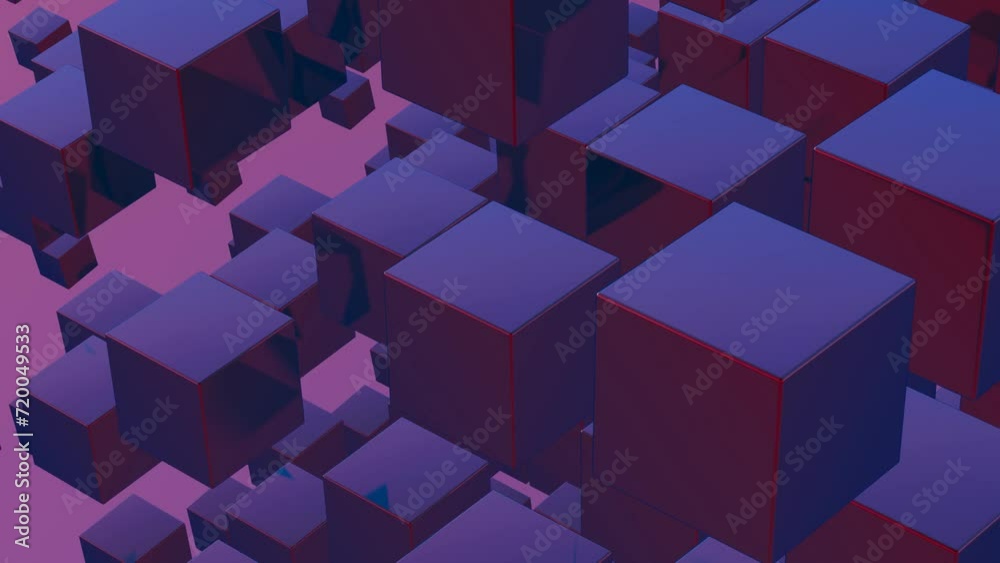 Poster Abstract 3D background composed of cubes, creating a visually striking and geometrically complex landscape.