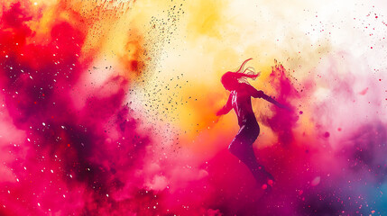Fototapeta premium watercolor-style artwork capturing the essence of Holi with its fluid and dynamic color splashes