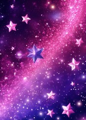 Fototapeta na wymiar Swirling stars hearts shiny glitter pink and purple