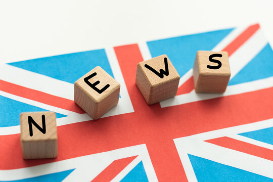 the word news and the flag of britain