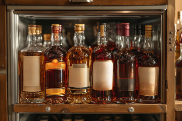 Assorted alcoholic drinks: whiskey, scotch, bourbon and much more. - Powered by Adobe