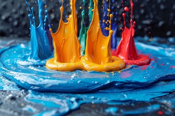 Colorful splash of Oil paint , Splash of rainbow color paint
