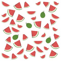 hand drawn seamless pattern with watermelon