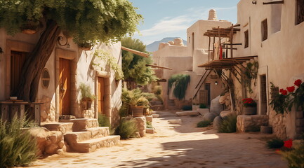 an old mediterranean village in morocco, generative ai