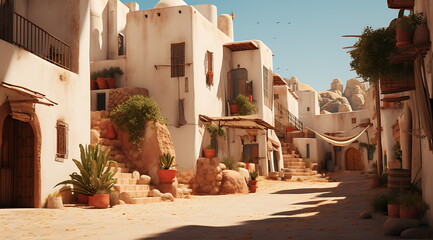 an old mediterranean village in morocco, generative ai