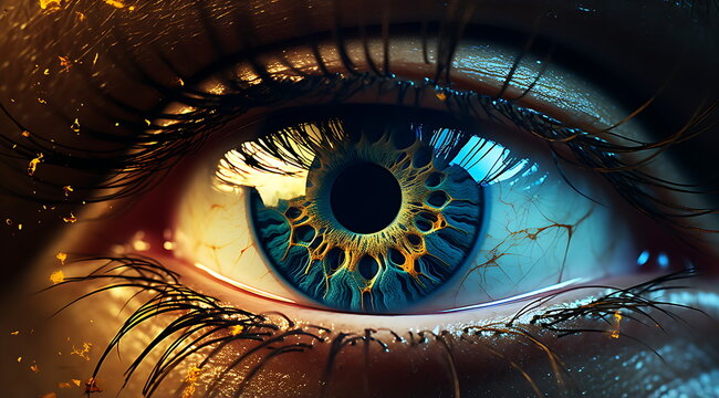 a close up photo of the eyes circular iris, generative ai