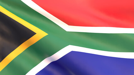3D rendering - development of the national flag of South Africa