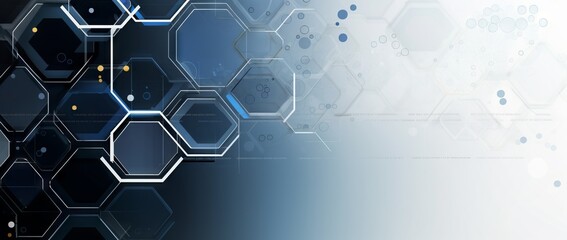 Abstract Blue Hexagonal Pattern Background With Futuristic Technology Design. This image features a...