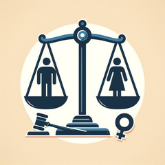 Gender equality - Weight scale with gender signs showing equal weight.