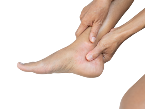 Sore ankle Pain Foot Woman, Sprain Feet Heel Knee Sore People Chronic Joint Leg Hurt Injury Bone Arthritis Skeleton Girl Accident Fitness Sport Exercise Medical Care Treatment Massage,Osteoarthritis - Powered by Adobe