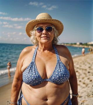 old woman on the beach