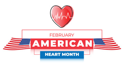 American Heart Month. background, banner, card, poster, template. Vector illustration.