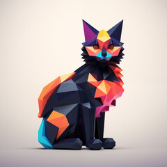 geometric cat logo, in the style of color-blocked shapes