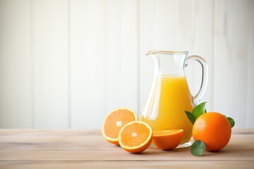 freshly squeezed orange juice in a glass pitcher