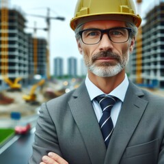 Fototapeta premium An engineer standing on a construction site