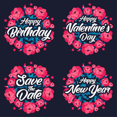 Red rose greeting card and invitation template for  wedding, birthday, valentine day and new year.