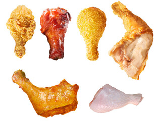 Chicken drumstick barbecue and fried chicken thigh elements collection easy to use
