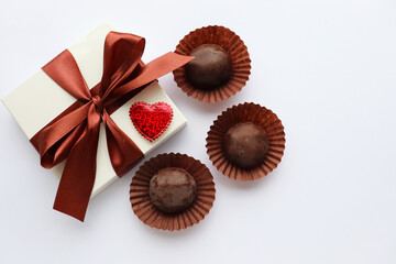 gift box and red valentines heart