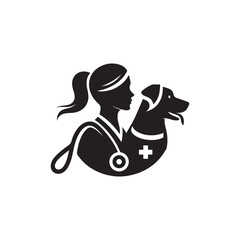 Dog care, dog vet logo, vector silhouette