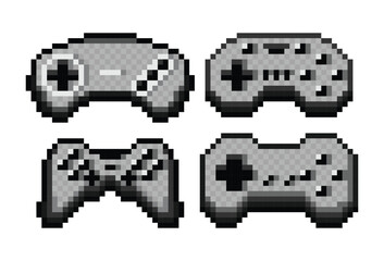 The set of gray pixel joysticks.  © designer_an