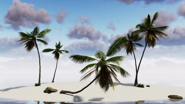 
Tropical island with palm trees in the sea.
Travel, trip, tourism, vacation, relax.