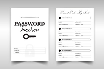 Kdp interior password tracker logobook or website information and password tracker notebook template