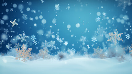 Obraz na płótnie Canvas Beautiful winter Christmas glowing background with falling snowflakes, winter background