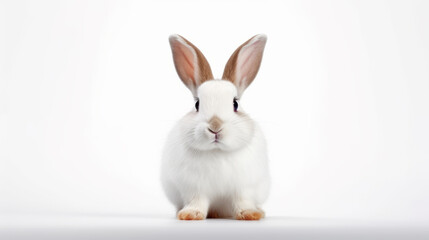 Fototapeta premium White cute bunny rabbit isolated on a white background.