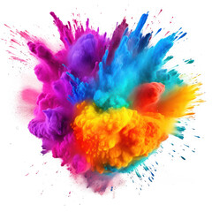 Bright one color holi paint color powder festival explosion burst on transparency background PNG