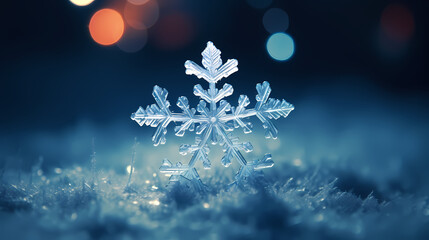 Fototapeta premium Beautiful winter Christmas glowing background with falling snowflakes, winter background