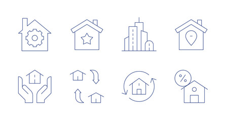 Real estate icons. Editable stroke. Containing building, house, bestproperty, location, installment, inheritance, home.