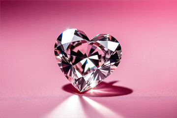 Heart shaped diamond on pink background