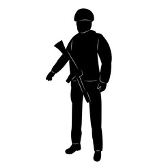 soldier silhouette on white background, vector