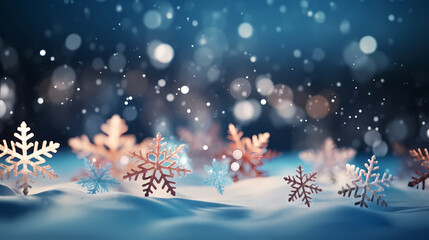Obraz na płótnie Canvas Wonderful scene formed by snowflakes, winter background
