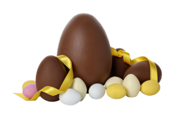 PNG,Chocolate eggs, isolated on white background